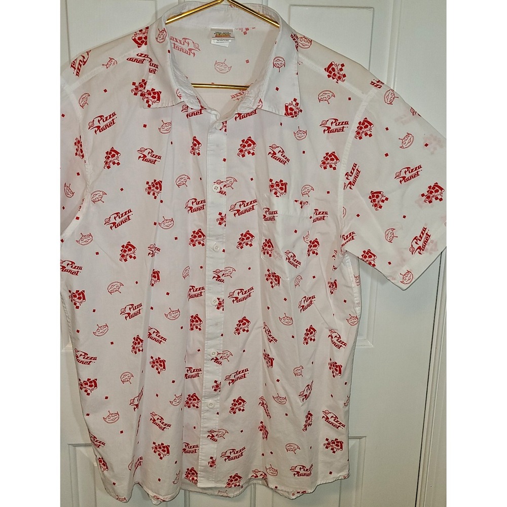Pizza Planet Shirt Mens 2XL White All Over Print Casual Button Up Toy Story 4